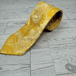 John Sparks Gold Paisley Silk Men's Dress Tie New